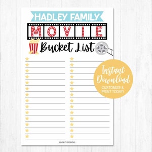 Movie Wish List, Movie Watch List, Movie Watched Print, Druckbares Filmposter, Tv Show Poster, Movie Log, Film Geburtstag Party Dekoration