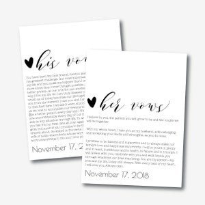 His and Her Vows Template - Editable Wedding Vows, Printable Wedding Vows, Personalized Vows, Bride and Groom Vows, Calligraphy Vows, DIY