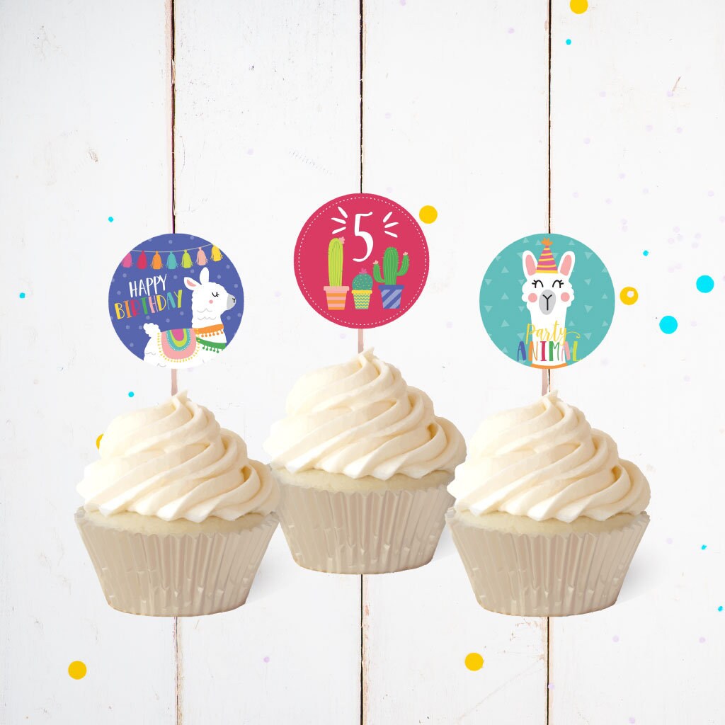 Llama Kids Party Cupcake Topper Template Cupcake Toppers - Etsy