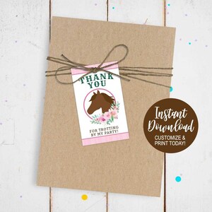 Birthday Favor Tags Horse, Birthday Gift Tag Printable, Printable Tags Editable, Custom Favor Tags Printable, Printable Tags Thank You
