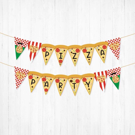 Pizza Kids Party Birthday Banner Pizza Banner Birthday | Etsy