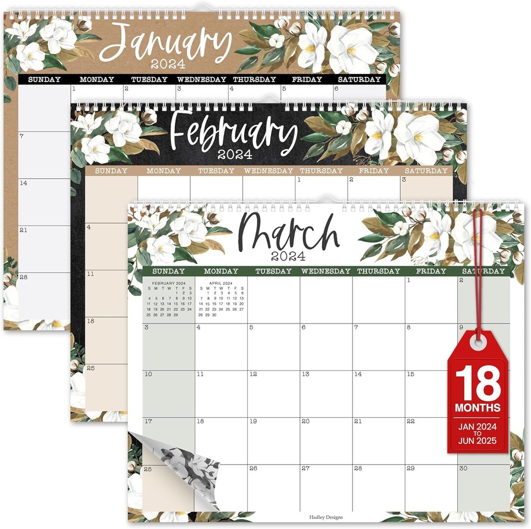 Floral Large Wall Calendar 20242025 18 Month Wall Calendar 20242025