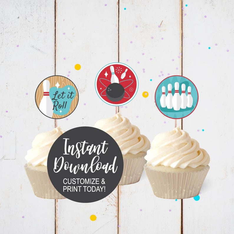 Cupcake Topper Instant Download Printable Party Decorations Etsy