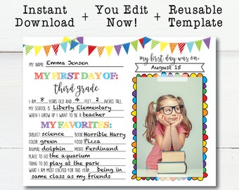 Back to School Interview, All About Me Questionaire Printable, Back to School Questionaire, First Day of School Questionaire, School Year