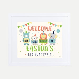 Animal Kids Party Welcome Sign Template - Birthday Welcome Sign Poster, Birthday Welcome Board, Birthday Welcome Sign Instant Download