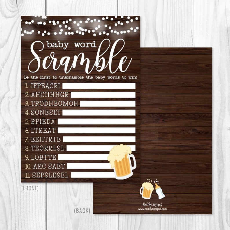 A Baby is Brewing Baby Shower Word Scramble Game Template Etsy