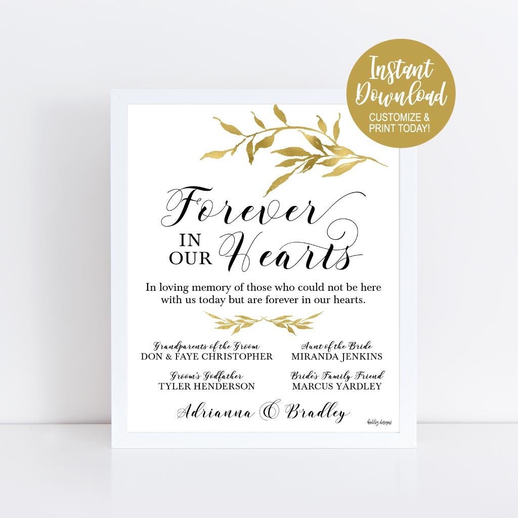 Memorial Sign Table Custom Wedding Printable Signage3 Signs For Weddings In Memory Of Remembrance Sign In Loving Memory Wedding Sign