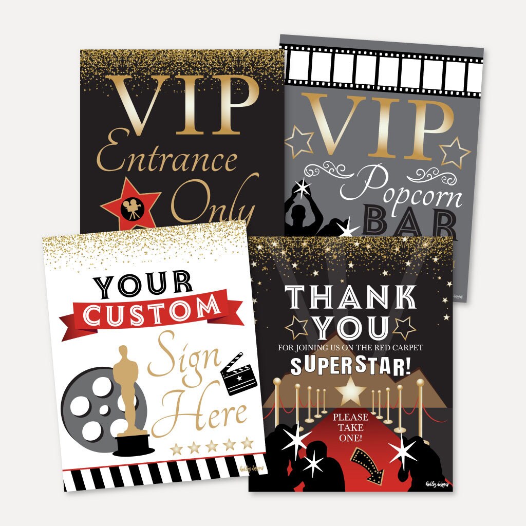 Vip Birthday Sign VIP Kids Party Sign Set Templates - Custom Sign, Favors Sign, Birthday ...