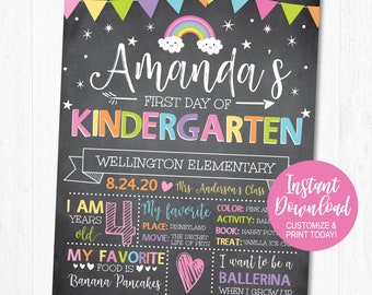 Pink First Day of School Sign Editable, Last Day of School Sign Reusable, Girl Back to School Interview, DIY School Picture Prop Template