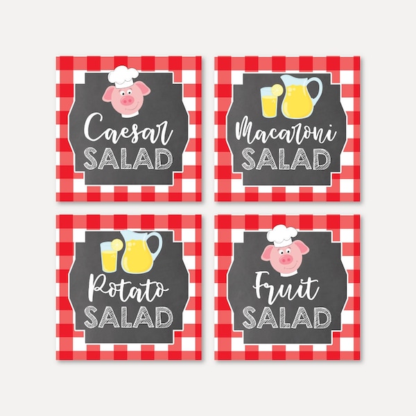 Printable Backyard BBQ Food Jar Labels, Cookout Food Label Templates, Summer Barbecue Side Dish Tags, Picnic Dish Labels, Grill Table Decor