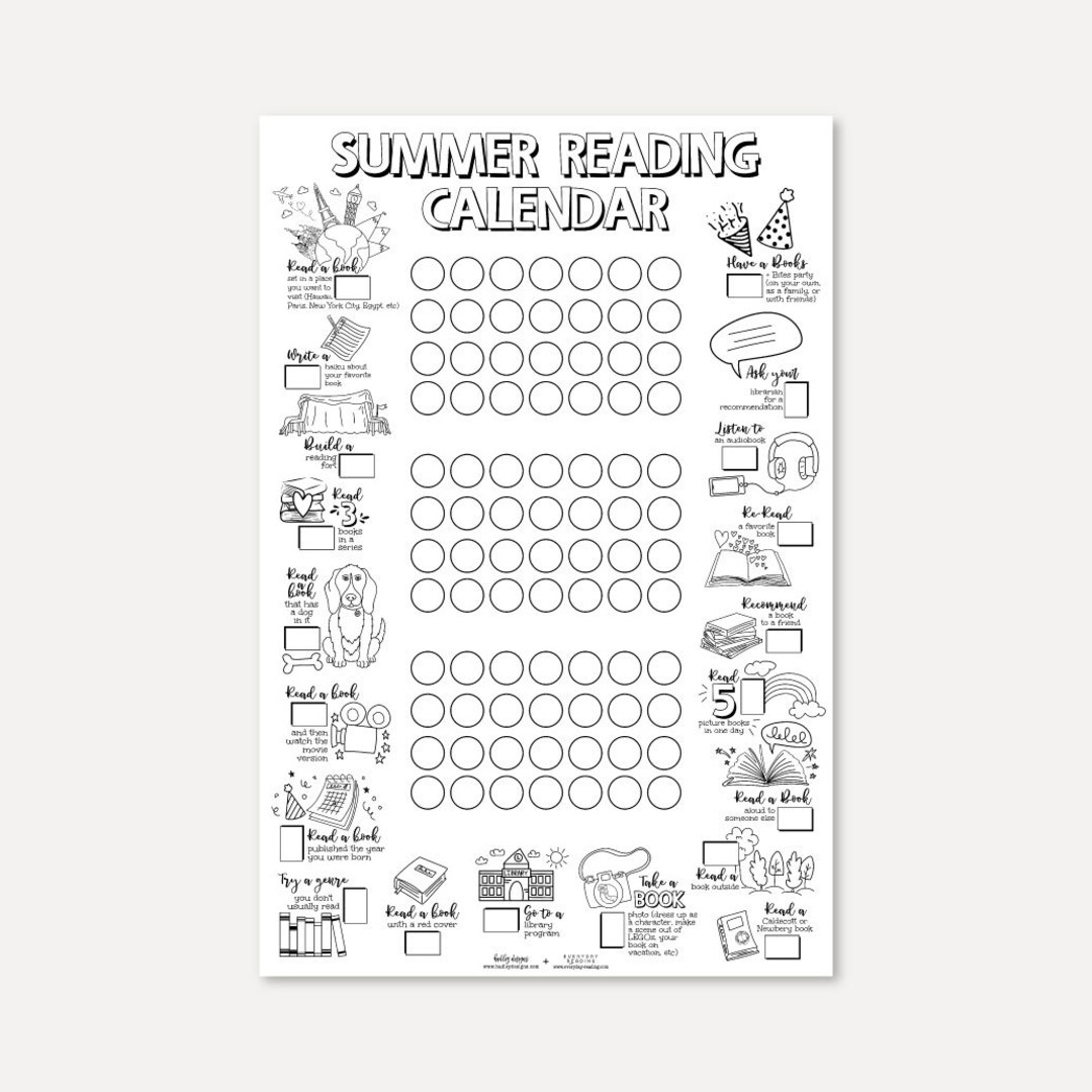 Summer Reading Calendar and Planner Template Etsy