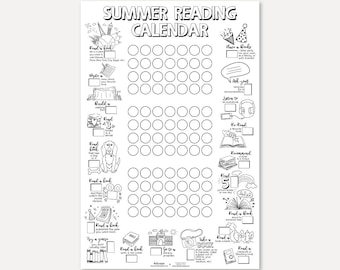 Summer Reading Calendar, Summer Reading Log, Summer Planner, Monthly Planner, Reading Journal, Summer Reading List, Summer Journal, Template