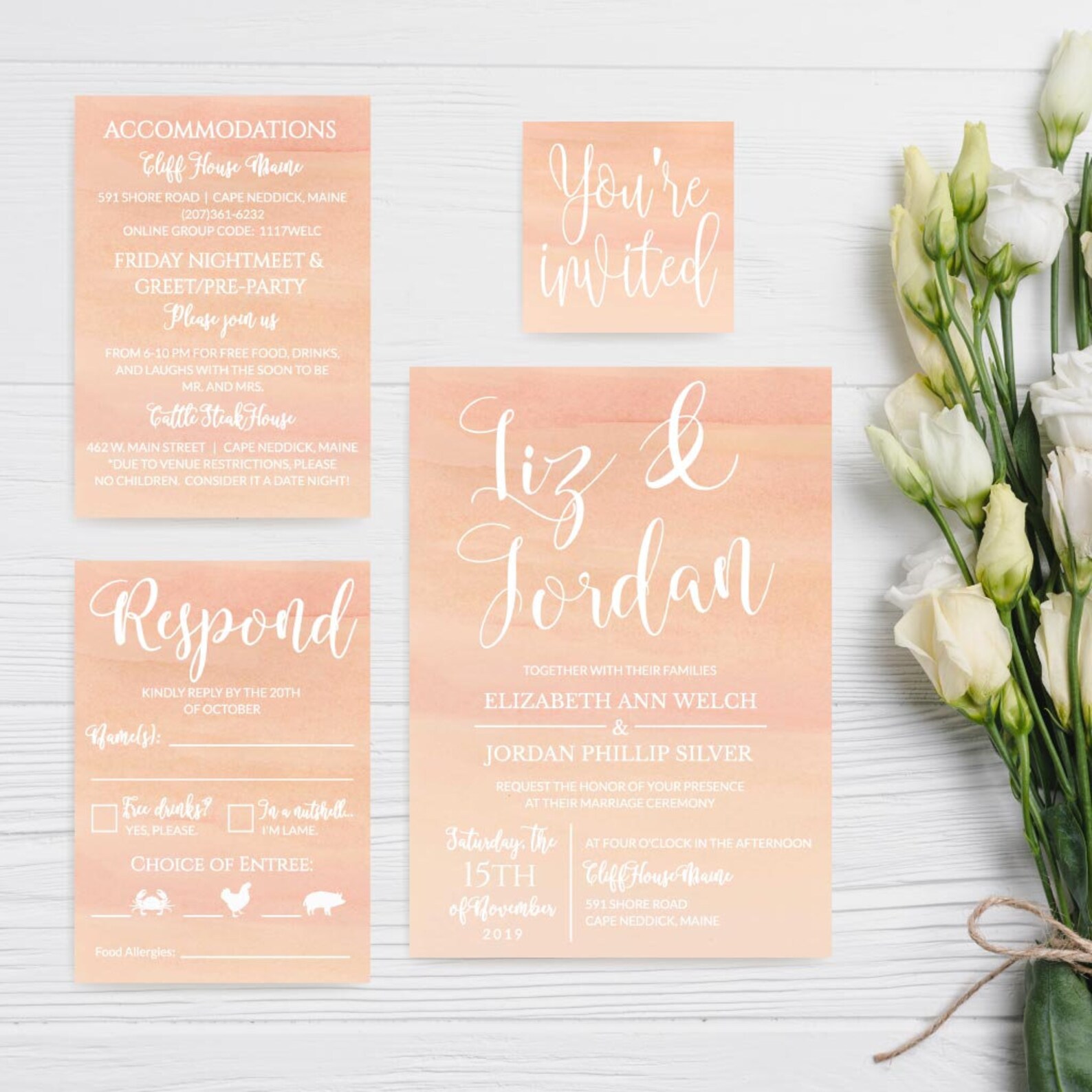Wedding invitations with rsvp packages wedding invitations etsy