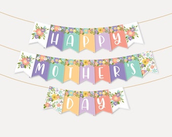 Moederdag banner sjabloon, Moederdag banner afdrukbaar, Moederdag gepersonaliseerd, Moederdag afdrukbaar, Happy Mother's Day, lente kunst