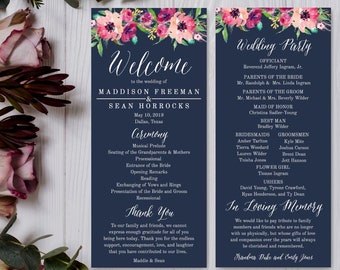 Download instantâneo de programa de casamento, programa de casamento, agradecimento do casal, programas de casamento, modelos DIY, programas de cerimônia de casamento baratos