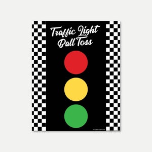 Race Car Bean Bag Toss Game, Traffic Light Corn Hole Ball Toss Template, DIY Printable Birthday Party Supplies, Outdoor Cornhole for Kids image 1