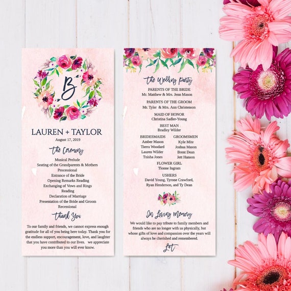 Wedding Programs Catholic Wedding Programs Cheap Wedding Etsy