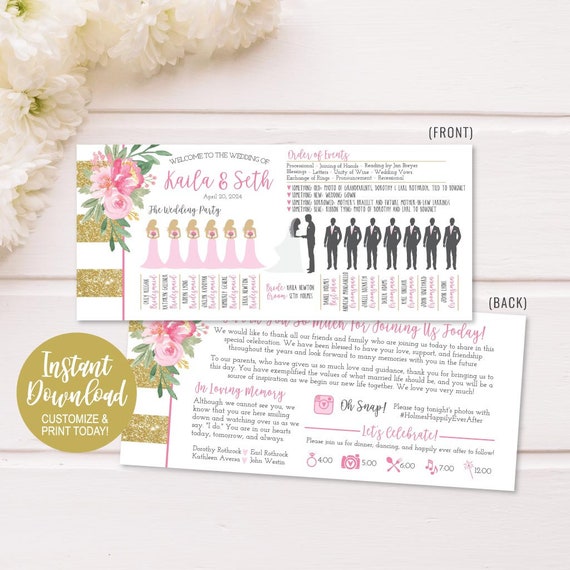 Wedding Ceremony Program Funny Printable Wedding Programs Etsy