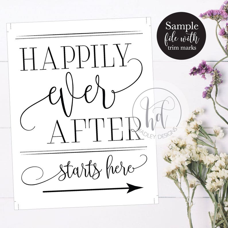 Happily Ever After Starts Here Wedding Sign, Welcome Directional Reception Sign, Rustic Right Arrow Printable Sign, DIY Instant Download image 3