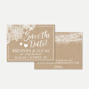 Kraft Spitze Rustikale Hochzeit Save The Date Vorlage - Save The Date Vorlage mit Foto, Günstige Online Hochzeit Save The Date Karte