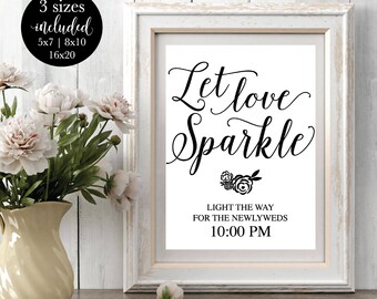 Printable Wedding Sparkler Sign Editable, Reception Let Love Sparkle Signage, Send Off Light The Way Sign, DIY Instant Download Template