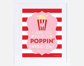 Valentijnsdag Feest Popcorn Sign Template - Popcorn Bar Afdrukbaar, Popcorn Bar Labels, Popcorn Bar Banner, Popcorn Sign, Popcorn Station