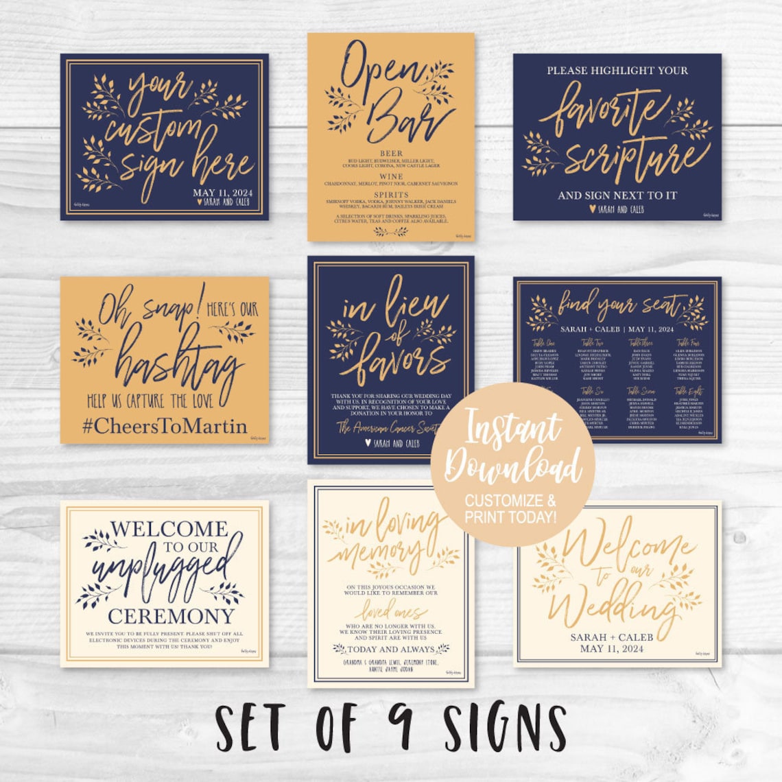 Wedding Signs Printable Bundle Printable Wedding Sign - Etsy
