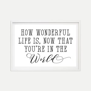 How Wonderful Life Is General Home Decor Sign Template - Wall Art Print, Motivational Wall Decor, Wall Prints Minimalist, Wall Decor Rustic