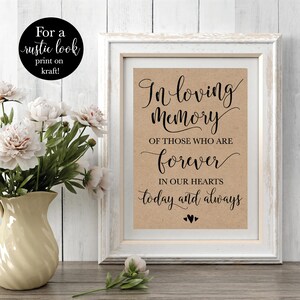 In loving memory of those who are forever in our hearts today and always, memorial wedding sign, celebrating the ones we love, wedding supplies, signs for wedding, supplies for wedding ceremonies, wedding reception signs