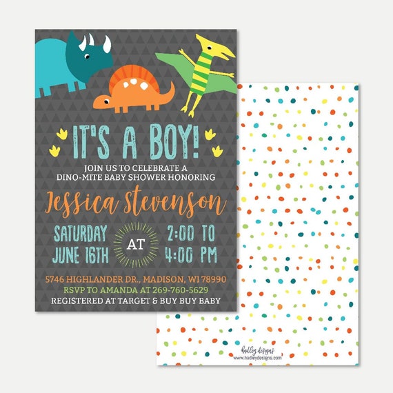 Dino Baby Shower Invitation Template Affordable Invite Editable Invitations Pdf Hadley Designs