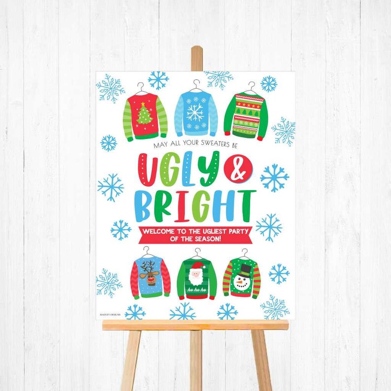 Ugly Sweater Signs Set Templates PDF Printable Christmas Sign Printable Printable Christmas Sign Personalized Instant Download