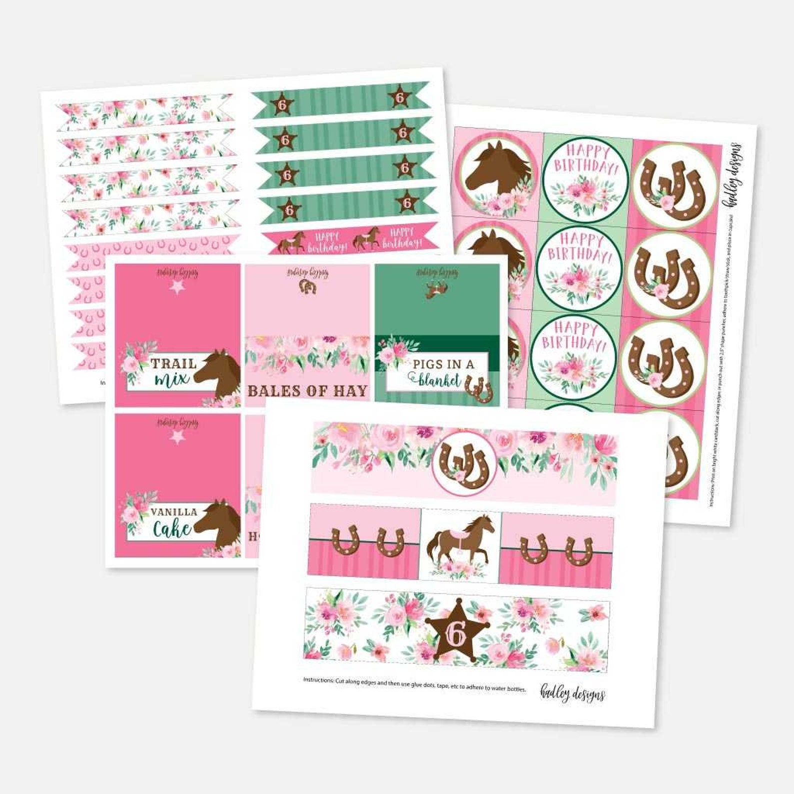 Horse Kids Party Accessories and Decor Package Templates - Etsy