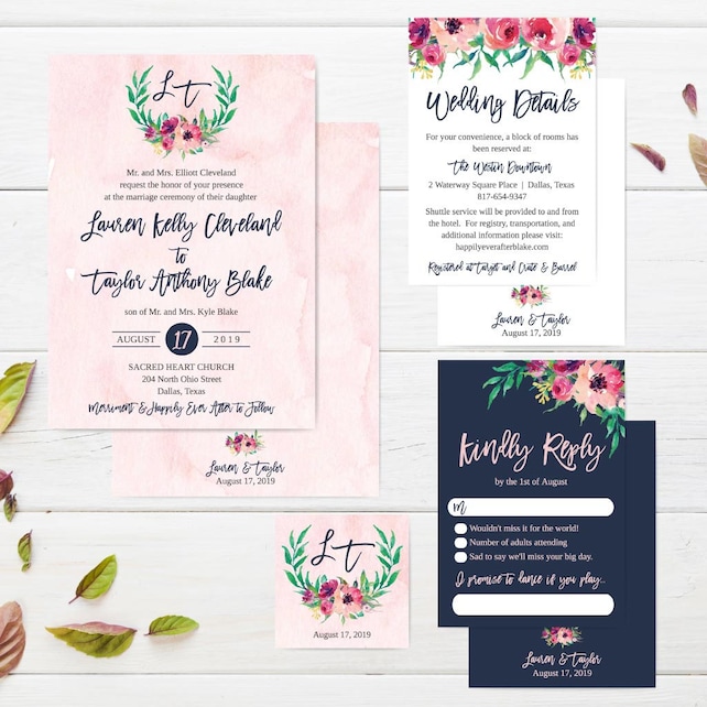 Simple Wedding Invite Templates Wedding Invitation Suites Package