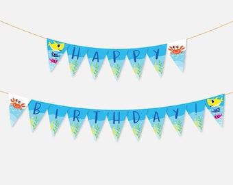 Baby Shark Kids Party Banner Template - Baby Shark Banner Birthday Printable, Baby Shark Birthday Banner Printable, Baby Shark Party Banner