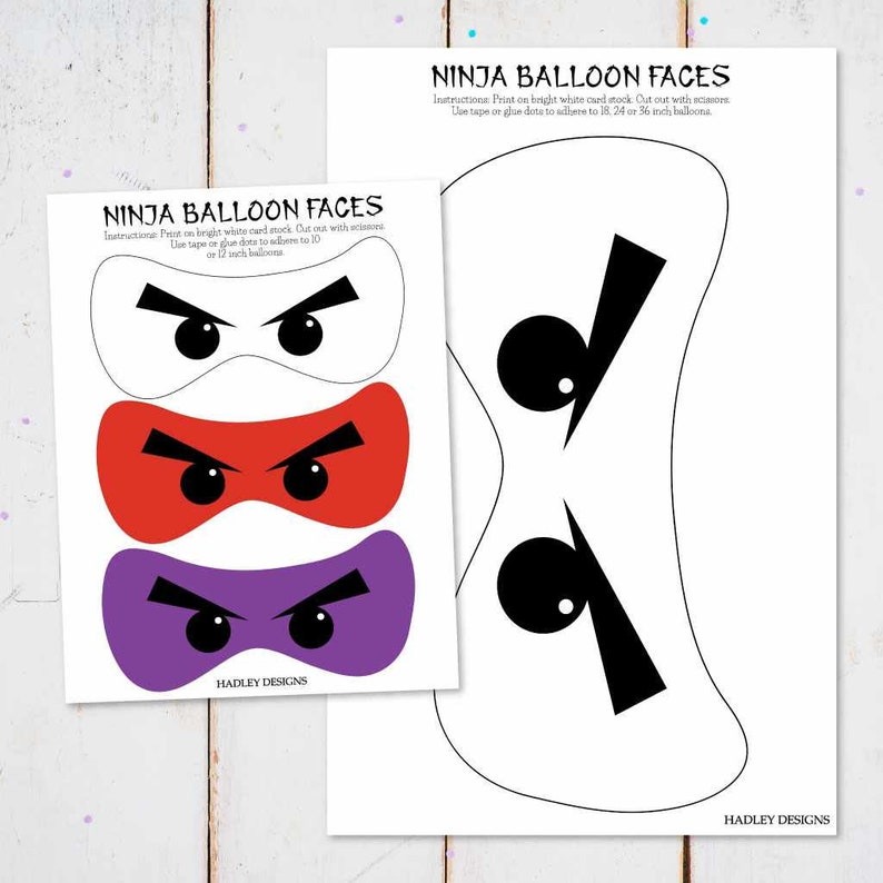 Ninja Party Balloon Face Shape Templates Ninja Balloon | Etsy