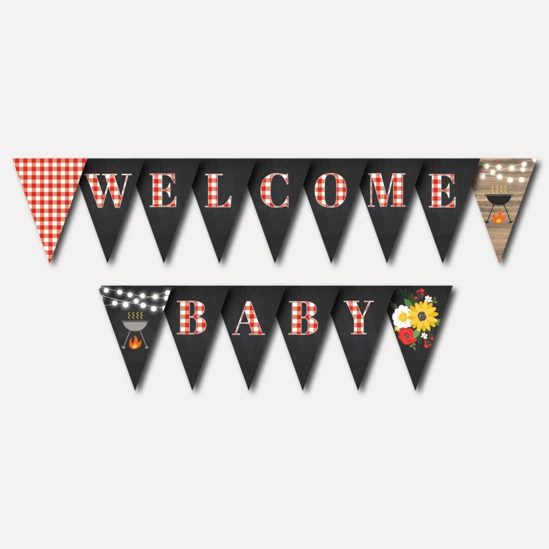 BBQ Baby Shower Banner Template Baby Shower Banner Custom, Editable ...