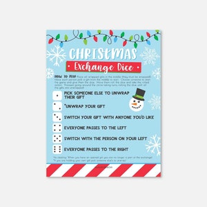 Ugly Sweater Gift Exchange Dice Game Template - Christmas Exchange Dice Game, Christmas Exchange Game, Christmas Dice Game, Present Swap