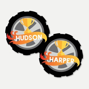 Race Car Birthday Tire Place Cards, Printable Place Card Paper, Seating Card Template, Cars Escort Cards, Lets Go Racing Placecards for Kids