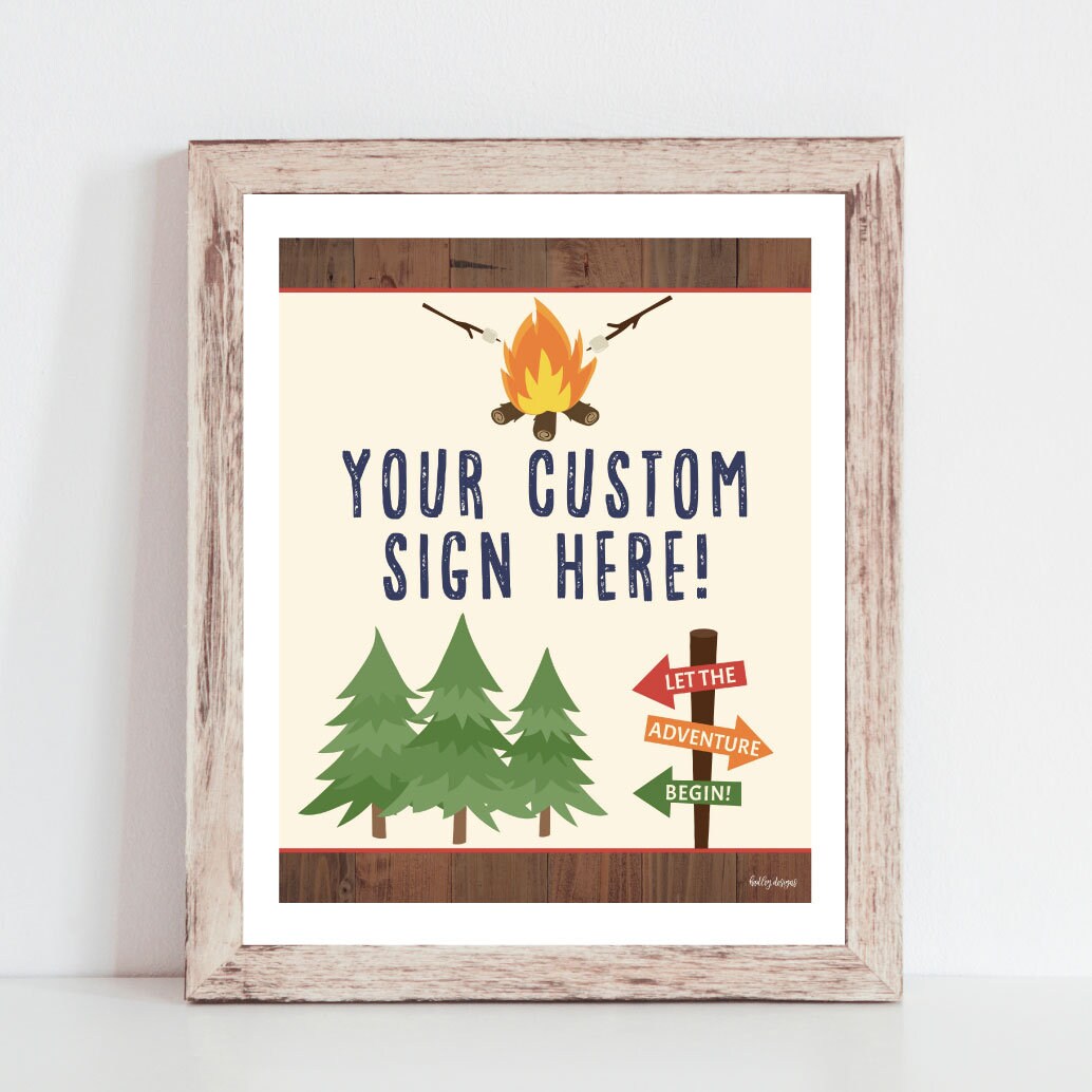 Camping Kids Party Custom Sign Template - Design Your Own Sign ...