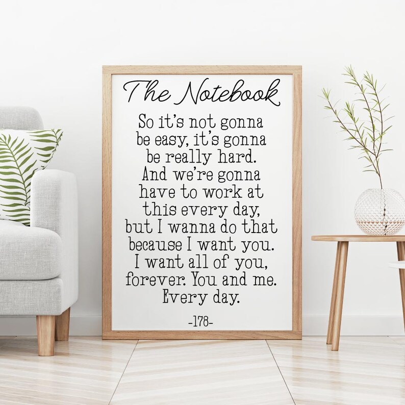 The Notebook Movie Gift Bedroom Wall Decor for Women Bedroom Etsy