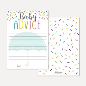Sprinkle Baby Shower Advice Card Template - Words of Wisdom Card For Baby Shower, Advice Cards Baby Shower, Advice Baby Shower