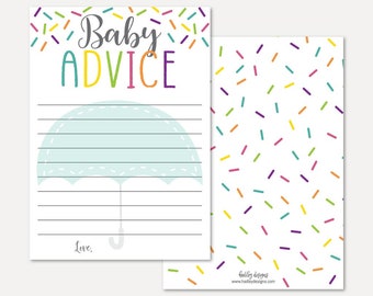 Strooi baby shower advies kaartsjabloon - woorden van wijsheid kaart voor babyshower, advieskaarten babyshower, advies babyshower