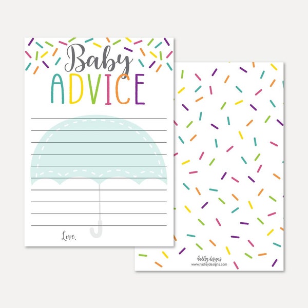 Sprinkle Baby Shower Advice Card Template - Words of Wisdom Card For Baby Shower, Advice Cards Baby Shower, Advice Baby Shower