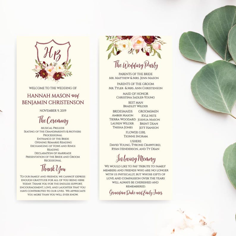 Wedding Programs Catholic Wedding Programs Cheap Wedding Etsy