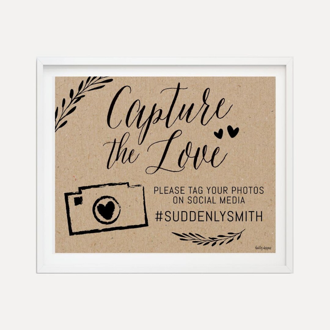 Simple Kraft Hashtag Sign Template Printable, Hashtag Wedding Sign ...