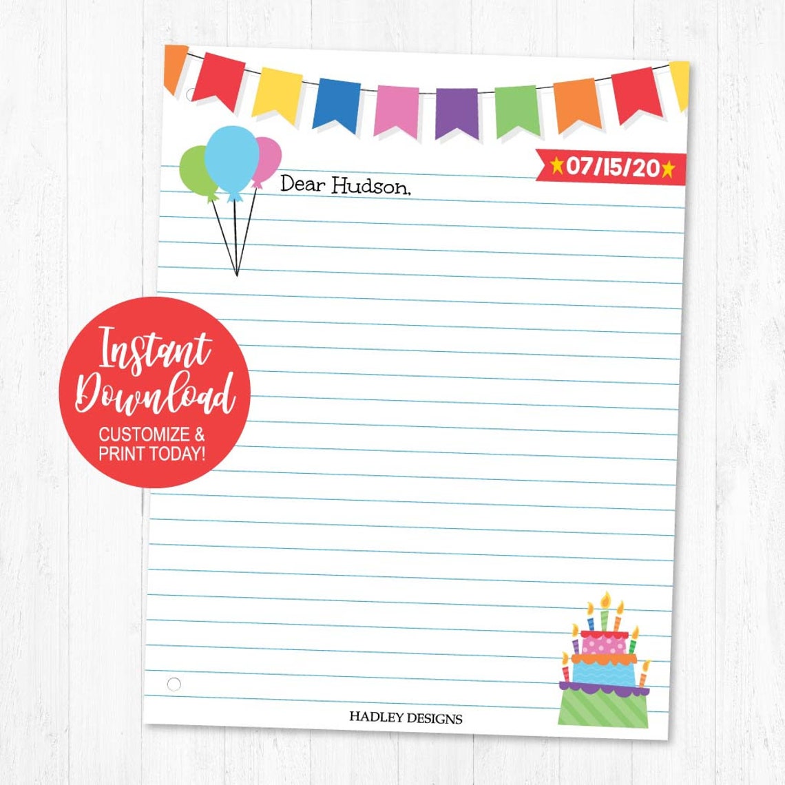 Printable Birthday Letter Template Editable Letterhead | Etsy