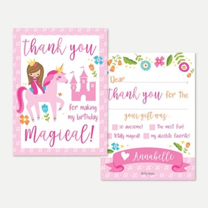 Prinzessin Kinderparty Füllen Sie die leere Dankeskarte Vorlage - Prinzessin Dankeskarte Sofort Download, Prinzessin Dankeskarte zum Ausdrucken
