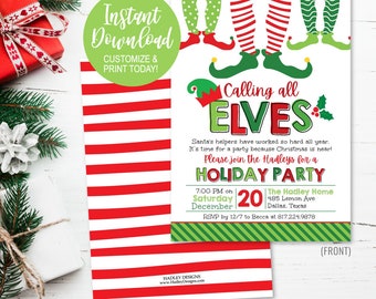 Printable Christmas Party Invitation Instant Download, Editable Christmas Party Invitation Download,Kids Christmas Party Invitation Editable