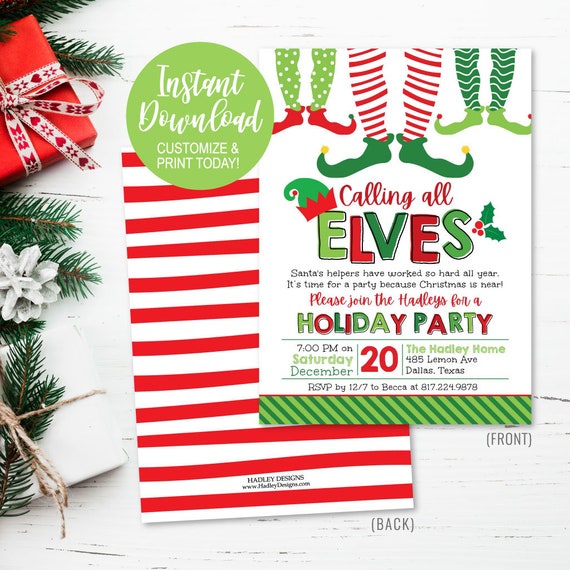 Christmas Party Invitation Editable Christmas Invite Instant Download Printable