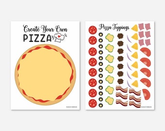 Pizza Party Creat Your Own Pizza Game Game Template - Pizza Recipe Template Kids, Pizza Recipe Template Editable, Pizza Toppings Game